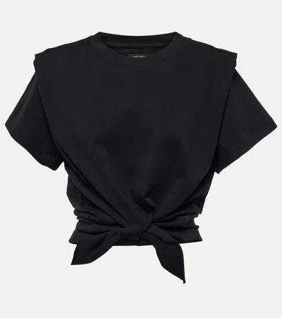 Isabel Marant Tie-detail Cotton Crop Top In Black