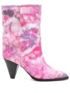 Isabel Marant Tie-dye Print Denim Boots In 粉色