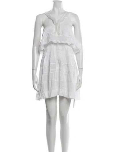 Pre-owned Isabel Marant Tie Neck Mini Dress In Neutrals