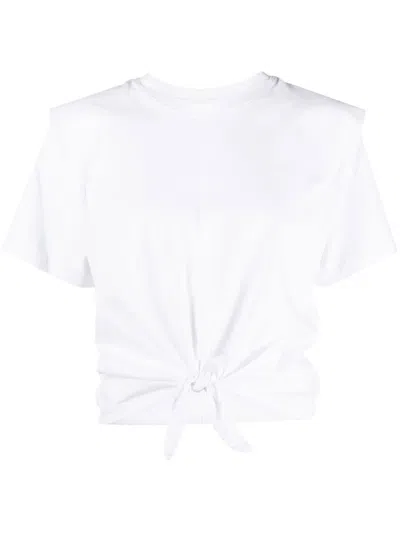 Isabel Marant Tied-waist Short-sleeved T-shirt In White