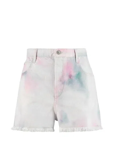 Isabel Marant Tie-dye Frayed Shorts In Multi