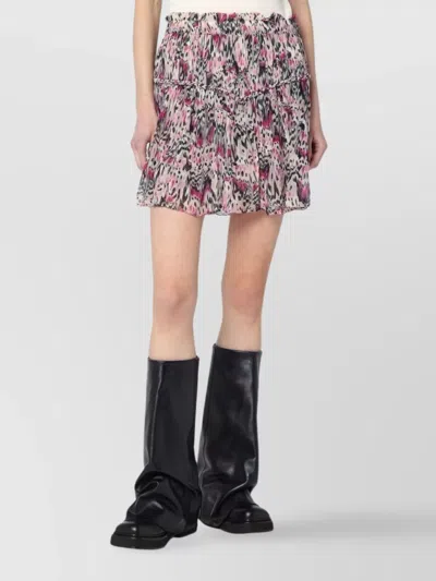 ISABEL MARANT TIERED SILK SKIRT WITH ABSTRACT PATTERN