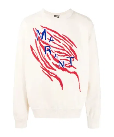 Isabel Marant Tiger-stripe Embroidered Sweatshirt In Neutral