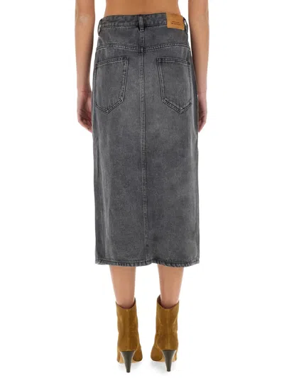 Isabel Marant Tilauria Denin Midi Skirt In Gray