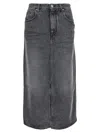 Isabel Marant Etoile Denim Midi Skirt In Grey Cotton In Grey