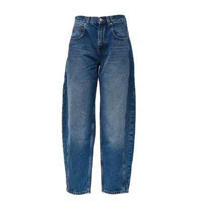 Isabel Marant Timeless Denim Pants With Barrel Cut And Concealed Closure In Blue