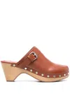 Isabel Marant Stud-decorated Mid-heel Mules In Brown