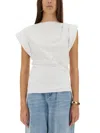 Isabel Marant Maisan Draped T-shirt In Neutrals