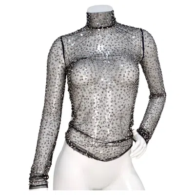 Pre-owned Isabel Marant Todiz Black Sheer Sequins Long Sleeve Top