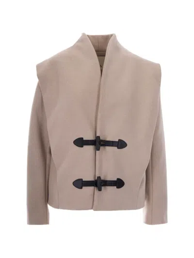 Isabel Marant Toria Coat Wool Cashmere High Collar In Neutral