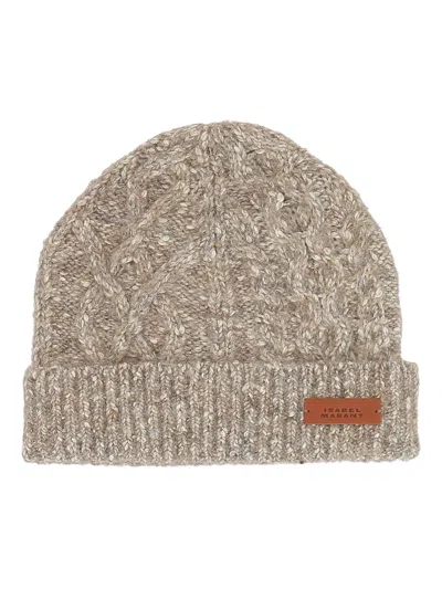 Isabel Marant Tolie Cable-knit Beanie In Gray