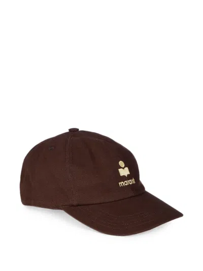 Isabel Marant Cappello Da Baseball Marrone Con Logo Ricamato  In Brown