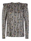 Isabel Marant Multicolour Viscose And Silk Blend Top In Black