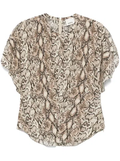 Isabel Marant Karlita Abstract Printed Top In Beige