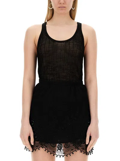 Isabel Marant Dorsia Scoop Neckline Lace Sheer Dress In Black