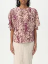 Isabel Marant Karlita Spotted-print Silk Short-sleeve Blouse In Violett