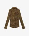 Isabel Marant Joyela Leopard-print Stretch-mesh Turtleneck Top In Leopard