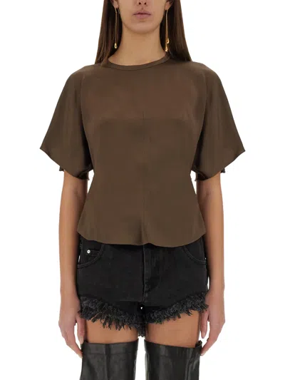 Isabel Marant Top With Puff Sleeves In Green