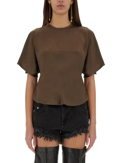 Isabel Marant Top With Puff Sleeves In Green
