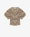Isabel Marant Karlita Split Sleeve Stretch Silk Top In Ochre-ecru