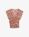 Isabel Marant Lonea Ruffled Ruched Printed Jacquard Top In Pink