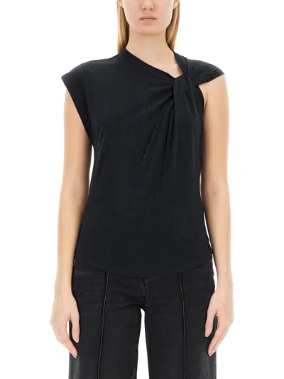 Isabel Marant Black Cotton Nayda T-shirt In Multi