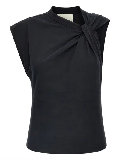 Isabel Marant Black Nayda Sleeveless T-shirt Knot Detail