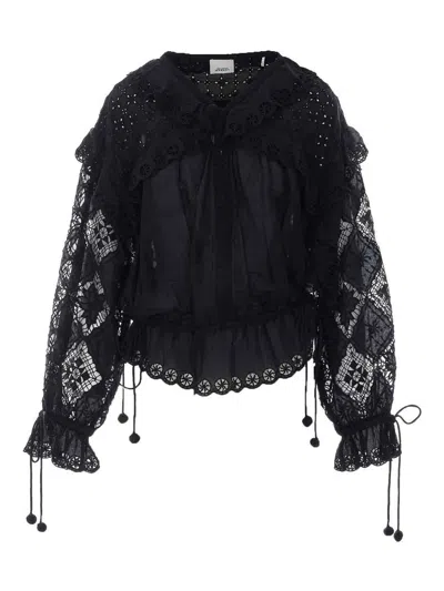 Isabel Marant Nowana Broderie Anglaise Cotton And Silk-blend Blouse In Black