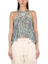 Isabel Marant Onyle Printed Silk Chiffon Top In Blue