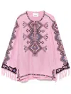 Isabel Marant Zelda Embroidered Matka Silk Top In Pink