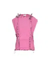 Isabel Marant Ruched Sleeveless Textured Tie Top In Pink