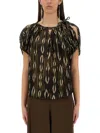 Isabel Marant "sonae" Abstract Pattern Gathered Neckline Top