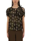 Isabel Marant "sonae" Abstract Pattern Gathered Neckline Top