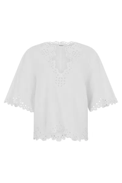 Isabel Marant Top Style Tunic Shana In Perforated Cotton In White