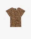 Isabel Marant Tullya Gathered Leopard Print Stretch Silk Top In Brown
