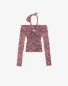 Isabel Marant Vonda Cold-shoulder Draped Top In Purple-ecru