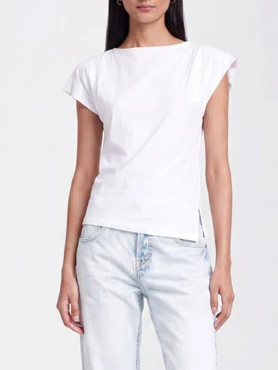 Isabel Marant Sebani Wide Boat Neckline Cotton T-shirt In White
