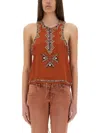 Isabel Marant Zahara Beaded Silk Tank Top In Orange