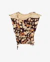 Isabel Marant Zohra Printed Woven Jersey Top In Beige