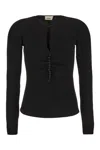 Isabel Marant Crew-neck Top With Raglan Puff Sleeves In 01bk
