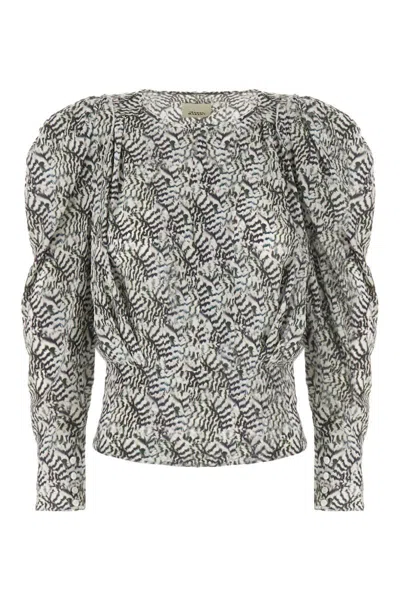 Isabel Marant Abstract Pattern Silk Blouse In Multi