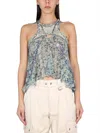 Isabel Marant Onyle Printed Silk Chiffon Top In Blue