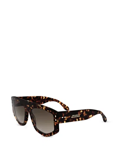 Isabel Marant Tortoiseshell-effect Geometric-frame Sunglasses In Black