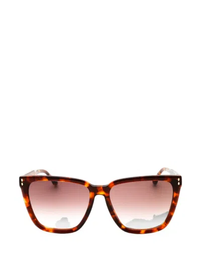 Isabel Marant Tortoiseshell-effect Rectangle-frame Sunglasses In Multi