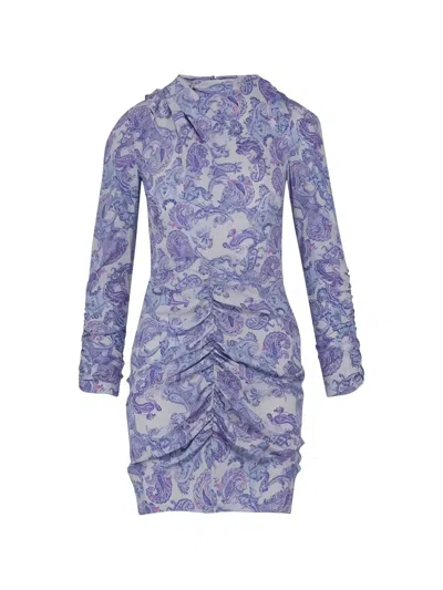Isabel Marant Tosca Paisley-print Ruched Mini Dress In Blue