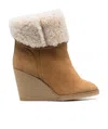 Isabel Marant Totam Shearling Trim Wedge Boot In Brown