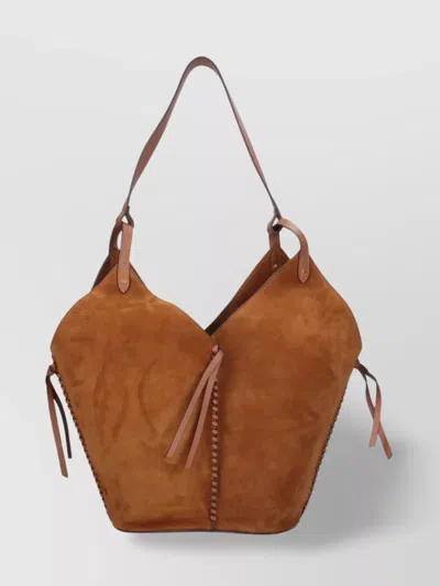 Isabel Marant Tote Bag With Suede Finish And Tassels In Brown