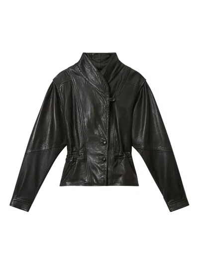 Isabel Marant Tressy Buttoned Leather Jacket In Black