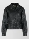 Isabel Marant Tressy Leather Jacket Collared Long Sleeves In Black