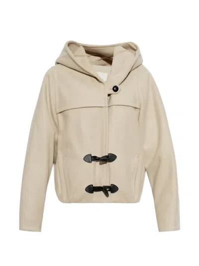 Isabel Marant Wool Cashmere Hooded Caban Coat In Neutral